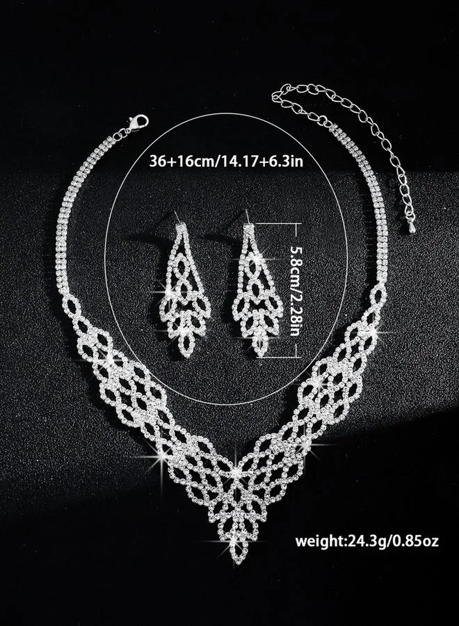 تايك تو طقم مجوهرات قطعتين عقد وأقراط مزين